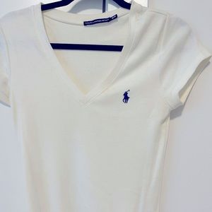 Ralph Lauren sport white v neck tee. Size medium